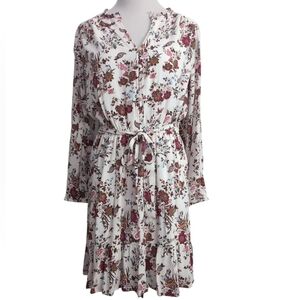 Loft floral dress, peasant style long sleeves, size MP, NWOT